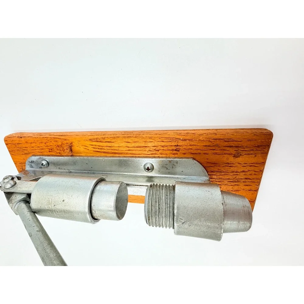 Vintage Reed's Rocket Pecan Nut Cracker Wood Base Manual Heavy Duty Silver Metal